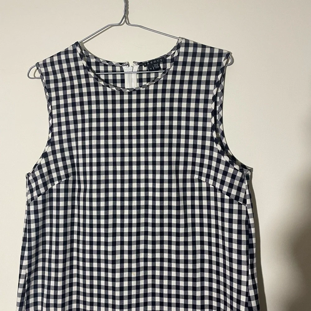 theory Black and White Gingham Sleeveless Dress - Picture 3 of 8